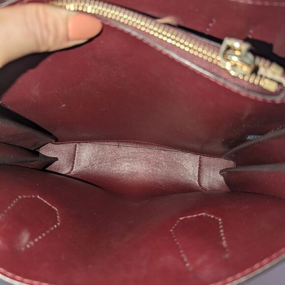 Michael Kors oxblood burgundy leather snakeskin embossed small Mercer tote bag - Picture 7 of 10